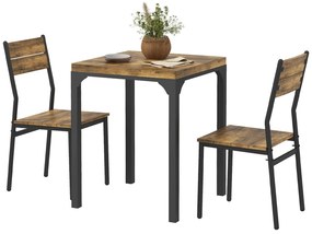 HOMCOM Set masa de dining cu 2 scaune encastrabile, pentru bucatarie living casa, rustic | Aosom Romania