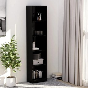 800853 vidaXL Bibliotecă cu 5 rafturi, negru extralucios, 40x24x175 cm, PAL