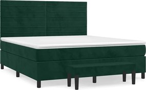 vidaXL Pat box spring cu saltea, verde închis, 160x200 cm, catifea