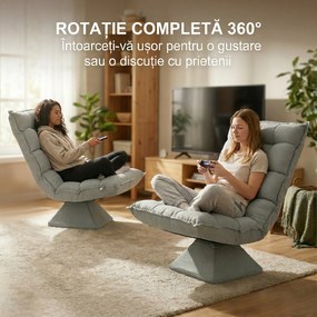 HOMCOM Scaun de podea, stil contemporan, Oțel, Material textil cu efect de catifea, 62 x 70 x 95 cm, Gri | Aosom Romania