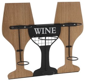 Suport pentru vin Romance din lemn si metal 39x11x35 cm
