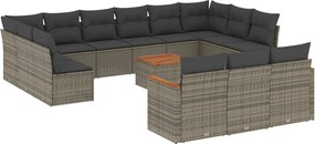 vidaXL Set mobilier de grădină cu perne, 14 piese, gri, poliratan