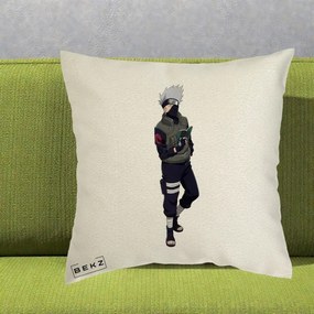 Perna Personalizata Naruto Kakashi Hatake Portret Complet, 40x40 cm, Ecru, Husa Detasabila, Perna Inclusa, BEKZ®