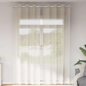vidaXL Perdele Voile cu Oelii 2 buc Crem 140x260 cm