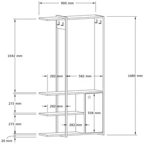 Set pentru hol negru/cu aspect de lemn de stejar Kumsal – Kalune Design