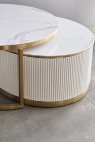 Masa de cafea Ivo alb/marmura alba/auriu ø80/h42 cm