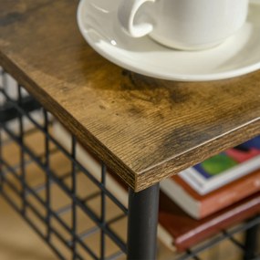 HOMCOM Cărucior cu role, cărucior de servire, 2 compartimente deschise, plan de lucru și role, 40 x 30 x 62 cm, marron | Aosom Romania