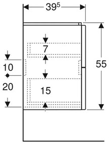 Dulap baza suspendat Geberit Modo 2 sertare alb lucios 50 cm