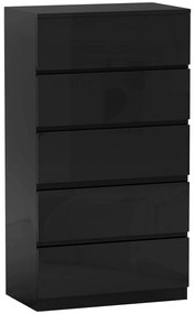 HOMCOM Comoda cu 5 sertare Comoda de stil modern pentru dormitor intrare living 55x34x100 cm Negru | Aosom Romania