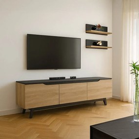 Set Living Kossia PAL Marmura Neagra - Stejar Sonoma 180x35x48.5cm