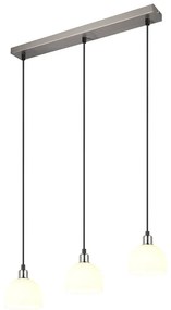 Lustră albă/argintie cu abajur din sticlă Molly – Trio