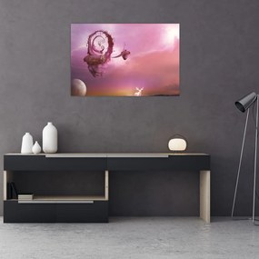 Tablou - Zână pe o insulă plutitoare (90x60 cm)