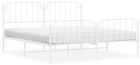 373959 vidaXL Cadru pat metalic cu tăblie de cap/picioare , alb, 183x213 cm