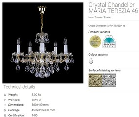 Candelabru 5 brate design LUX Cristal Bohemia Exclusive MARIA TEREZIA 46