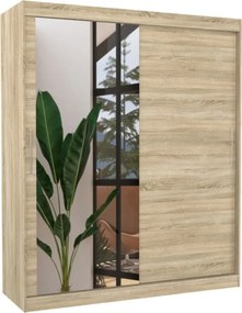 Dulap cu usi glisante si oglinda 180x215 cm, Tom, ADRK Furniture (Culoare: Ciocolata)