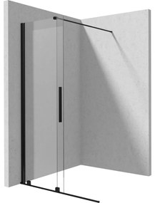 Paravan dus sticla securizata walk-in cu usa glisanta, 140x195 cm, negru mat, Deante Prizma Negru mat, 1400x1950 mm