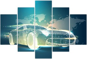 Tablou - Mașină din forme geometrice (150x105 cm)