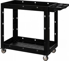 HOMCOM Cărucior de atelier servetă atelier cu 2 nivele cu mâner lateral pentru garaj, depozit, unelte de bricolaj, negru | Aosom Romania