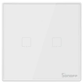 Intrerupator dublu cu touch Sonoff T2EU2C, Wi-Fi + RF, Control de pe telefonul mobil