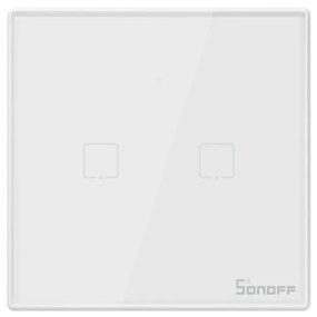 Intrerupator dublu cu touch Sonoff T2EU2C, Wi-Fi + RF, Control de pe telefonul mobil
