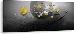 Tabloul cu bile abstracte aurii (120x50 cm)