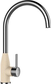 Baterie bucatarie Schock Kavus Cristalite Moonstone, inox periat si aspect granit, cartus ceramic, bej