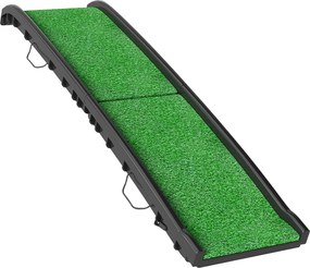 PawHut Rampă pentru câini cu iarbă artificială 155 cm Rampă pentru câini pentru mașină pliabilă cu mâner Unghi reglabil Verde | Aosom Romania