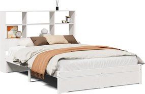 vidaXL Cadru de pat fără saltea, alb, 120x200 cm, lemn masiv pin