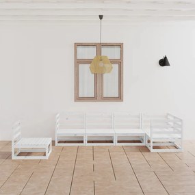 Set mobilier de gradina, 6 piese, alb, lemn masiv de pin Alb, 1, nu
