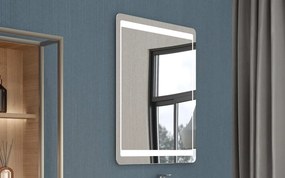 Oglindă lemn masiv iluminare LED dreptunghiulară, 80 × 2,9 × 60 cm