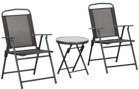 Outsunny Set de Bistro 3 Piese din Metal Rezistent la Intemperii Set Mobilier de Grădină cu masă pliabilă scaune de grădină Maro | Aosom Romania