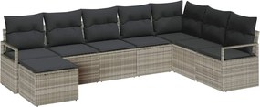 vidaXL Set de canapea cu pernă 8 pcs Gri deschis poliratan