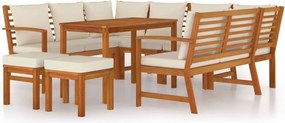 vidaXL Set mobilier de grădină cu perne, 9 piese, lemn masiv de acacia