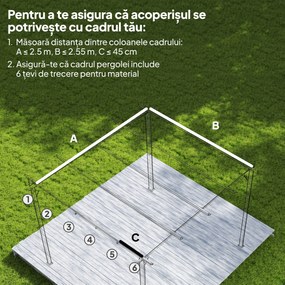 Outsunny Tettuccio di Ricambio per Gazebo 3x3 m con 10 Fori di Drenaggio Grigio | Aosom Romania