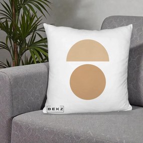 Perna Decorativa Geometric Minimalist Auriu, 40x40 cm, Alb Pufos, Husa Detasabila, Perna Inclusa, BEKZ®