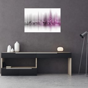 Tablou - Panorama orașului, roz-gri (90x60 cm)