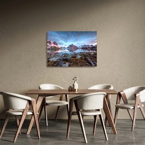 Tablou pe sticlă - Răsărit de soare deasupra Reine (70x50 cm)