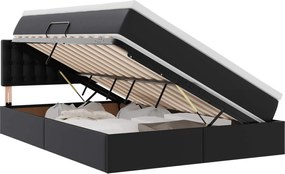 vidaXL Pat cu saltea și LED Negru 140 x 200 cm Piele artificială