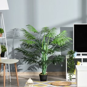 Outsunny Palmier artificial 125 cm, plantă artificială mare cu 18 frunze în ghiveci pentru living și balcon | Aosom Romania