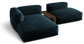Colțar modular albastru închis cu tapițerie din catifea (cu colț pe partea stângă/cu șezlong) Martina – Micadoni