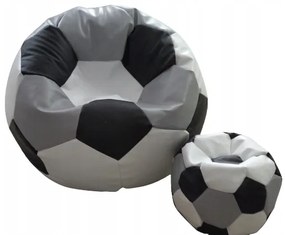 Sedací vak xxxl futbalová lopta + podnožka 100x100x60cm bielo čierno šedý | jaks