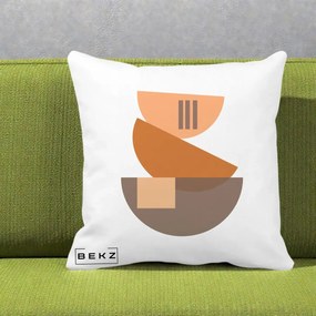 Perna Decorativa Geometric Bauhaus Boluri Portocaliu, 40x40 cm, Alba Mata, Husa Detasabila, Perna Inclusa, BEKZ®