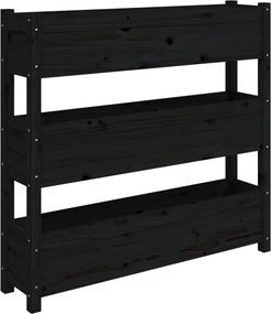 vidaXL Jardinieră, negru, 112x25x104,5 cm, lemn masiv de pin