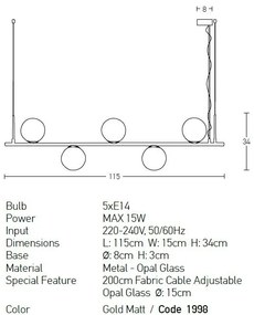Lustra suspendata design modern Cingea auriu mat