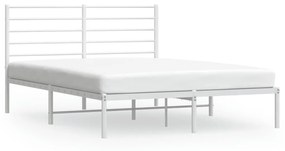 352368 vidaXL Cadru de pat metalic cu tăblie, alb, 140x190 cm