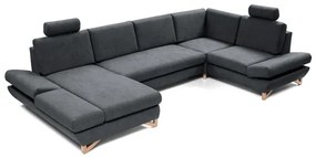 Colțar extensibil tapițat cu spațiu de depozitare, în formă de U AVESTA, antracit