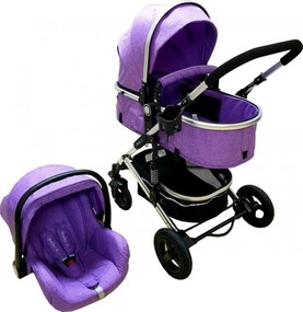 Carucior nou nascuti 3 in 1 Baby Care™ PRO 531 , Cadru Aluminiu, Amortizoare, Roti din cauciuc plin AVE, Landou, Scoica auto, Spatar reglabil 3