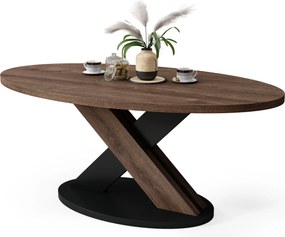 Mazzoni Măsuță de cafea ovală LOXA Stejar Maro / Negru - MĂSUȚĂ DE CAFEA 120x65 cm