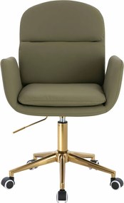 HR480K Scaun Khaki Piele Ecologica Premium Soft cu Bază Aurie