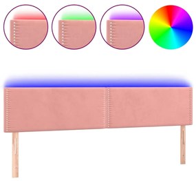 3121537 vidaXL Tăblie de pat cu LED, roz, 180x5x78/88 cm, catifea